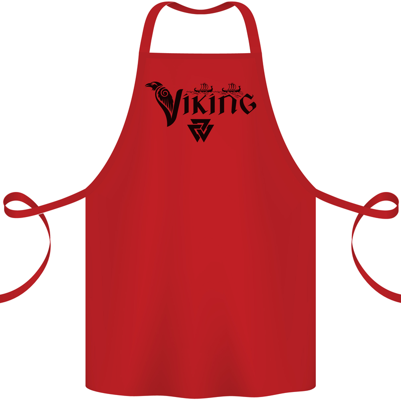 Viking Thor Odin Valhalla Norse Mythology Cotton Apron 100% Organic Red