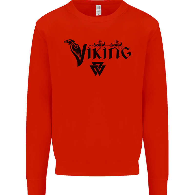 Viking Thor Odin Valhalla Norse Mythology Kids Sweatshirt Jumper Bright Red