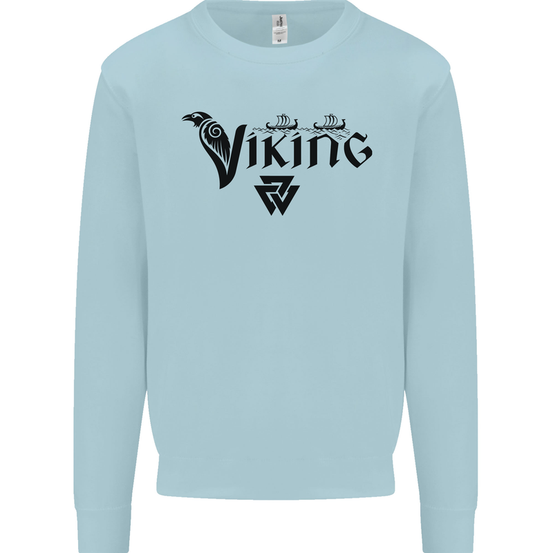 Viking Thor Odin Valhalla Norse Mythology Kids Sweatshirt Jumper Light Blue