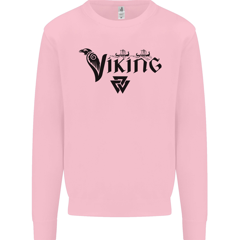 Viking Thor Odin Valhalla Norse Mythology Kids Sweatshirt Jumper Light Pink