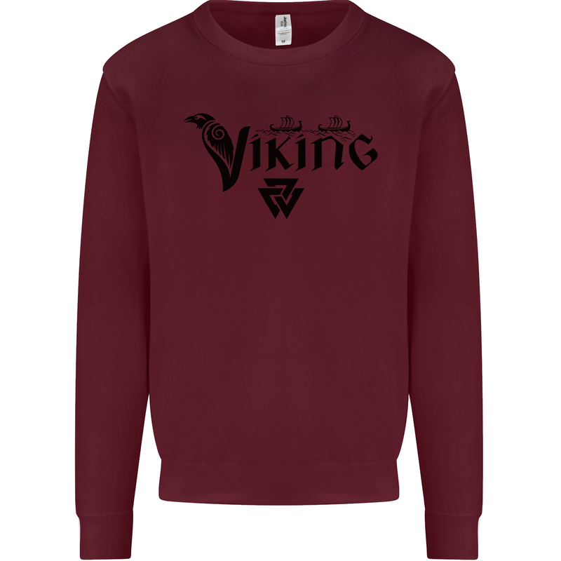 Viking Thor Odin Valhalla Norse Mythology Kids Sweatshirt Jumper Maroon