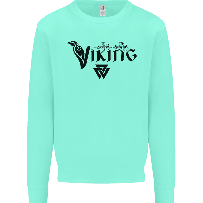 Viking Thor Odin Valhalla Norse Mythology Kids Sweatshirt Jumper Peppermint