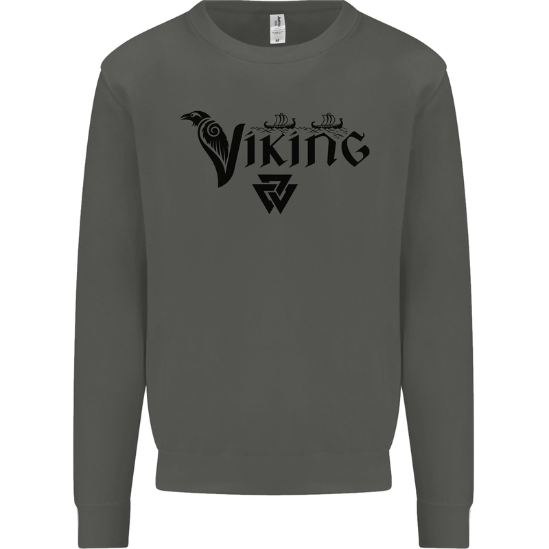 Viking Thor Odin Valhalla Norse Mythology Kids Sweatshirt Jumper Storm Grey