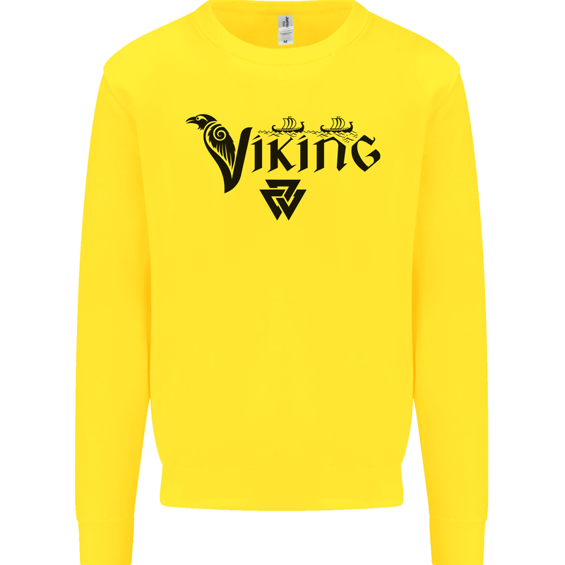 Viking Thor Odin Valhalla Norse Mythology Kids Sweatshirt Jumper Yellow