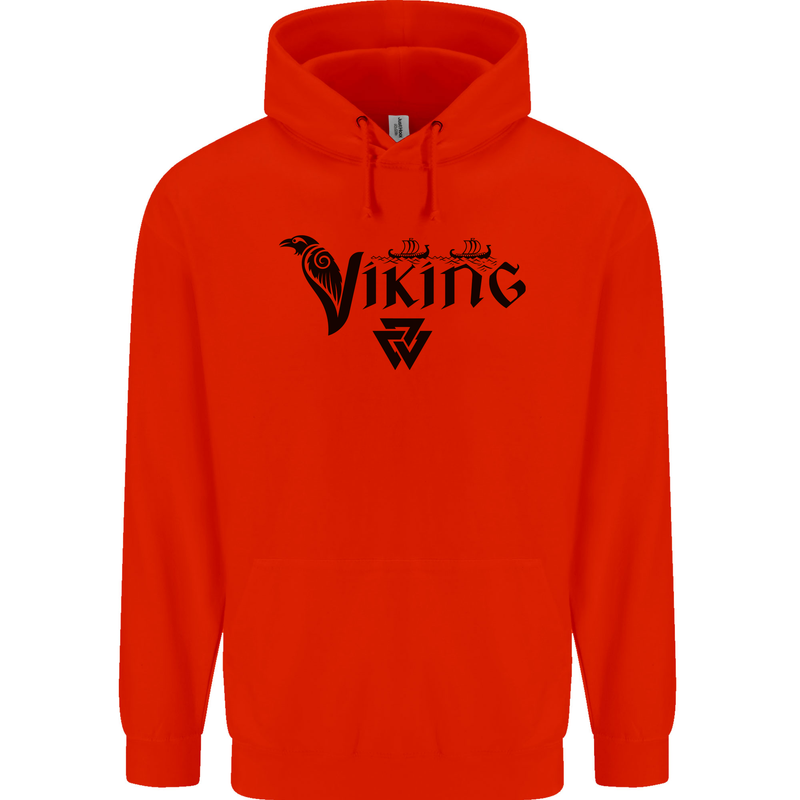 Viking Thor Odin Valhalla Norse Mythology Mens 80% Cotton Hoodie Bright Red