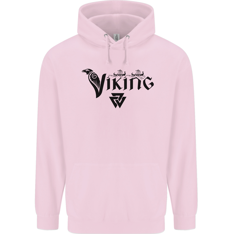 Viking Thor Odin Valhalla Norse Mythology Mens 80% Cotton Hoodie Light Pink