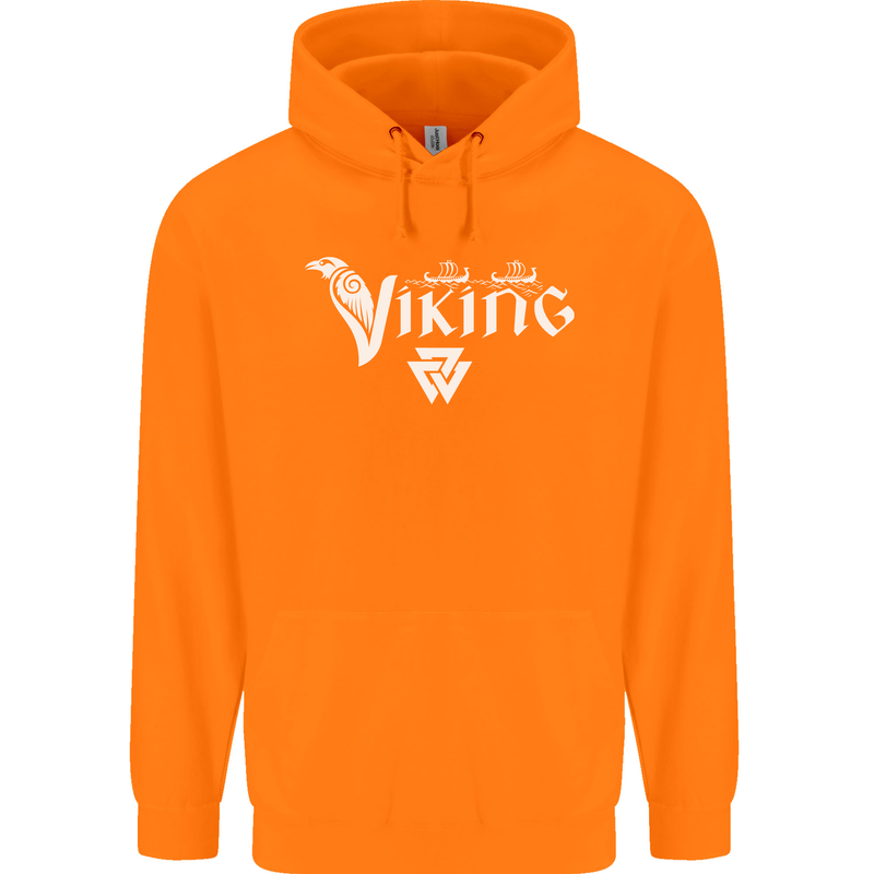 Viking Thor Odin Valhalla Norse Mythology Mens 80% Cotton Hoodie Orange