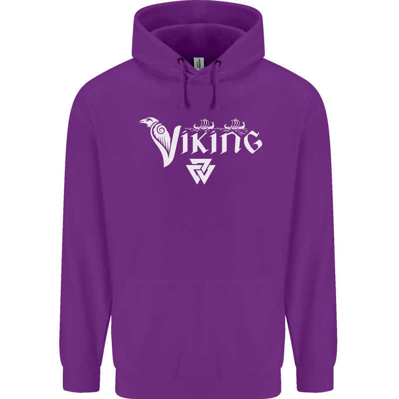 Viking Thor Odin Valhalla Norse Mythology Mens 80% Cotton Hoodie Purple