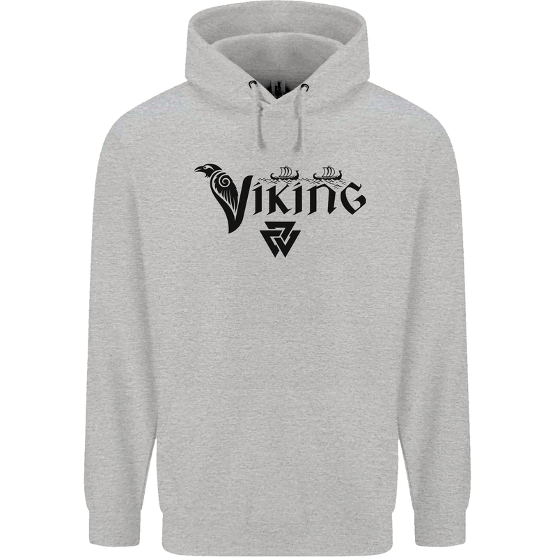 Viking Thor Odin Valhalla Norse Mythology Mens 80% Cotton Hoodie Sports Grey