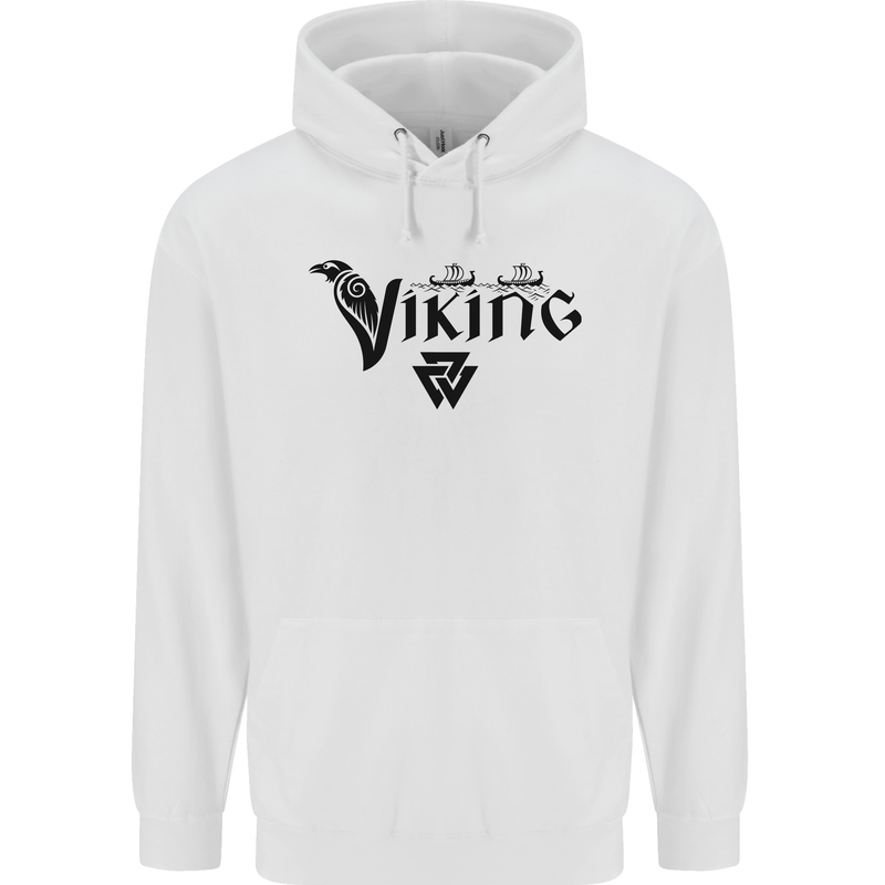 Viking Thor Odin Valhalla Norse Mythology Mens 80% Cotton Hoodie White