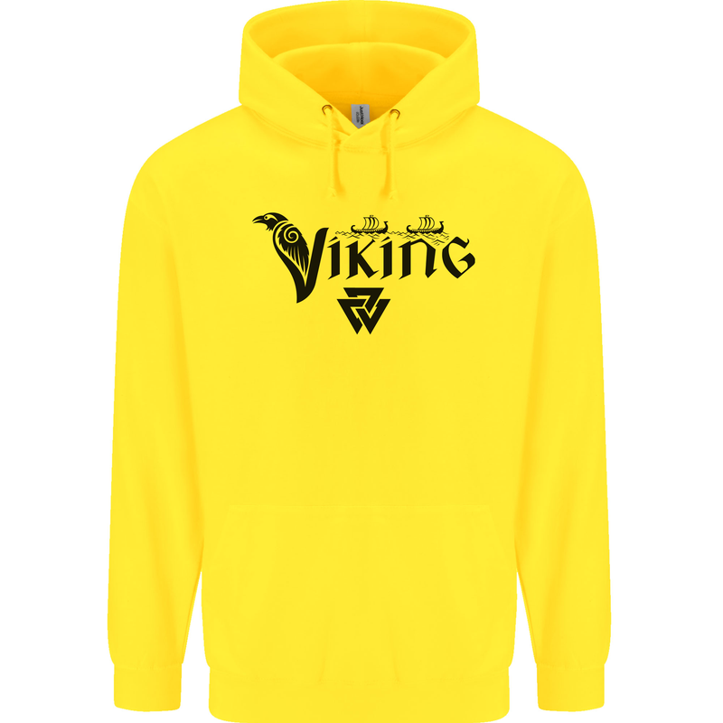 Viking Thor Odin Valhalla Norse Mythology Mens 80% Cotton Hoodie Yellow