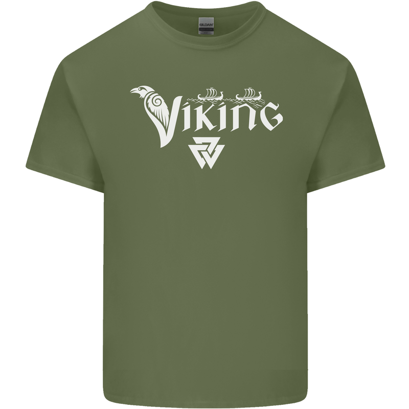 Viking Thor Odin Valhalla Norse Mythology Mens Cotton T-Shirt Tee Top Military Green