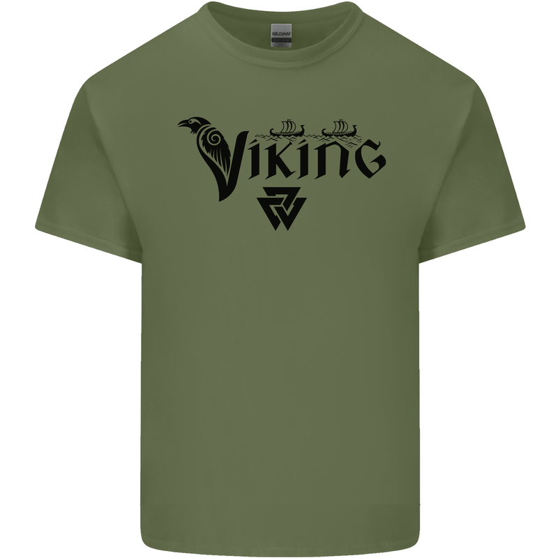 Viking Thor Odin Valhalla Norse Mythology Mens Cotton T-Shirt Tee Top Military Green