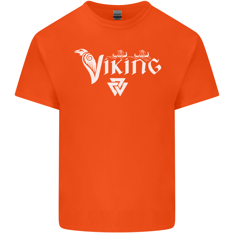 Viking Thor Odin Valhalla Norse Mythology Mens Cotton T-Shirt Tee Top Orange