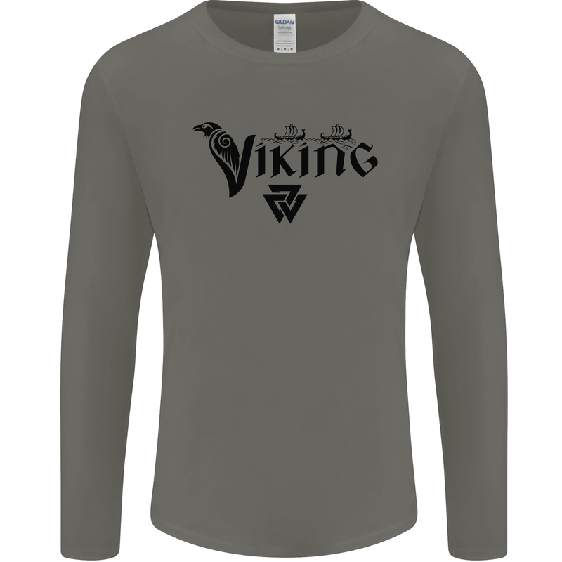 Viking Thor Odin Valhalla Norse Mythology Mens Long Sleeve T-Shirt Charcoal