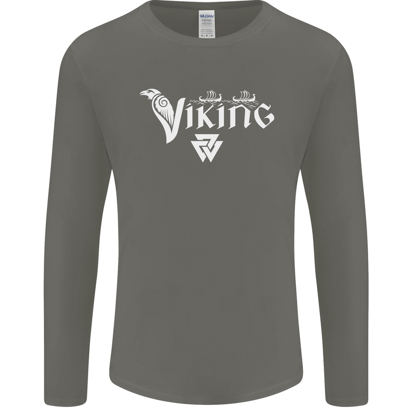 Viking Thor Odin Valhalla Norse Mythology Mens Long Sleeve T-Shirt Charcoal