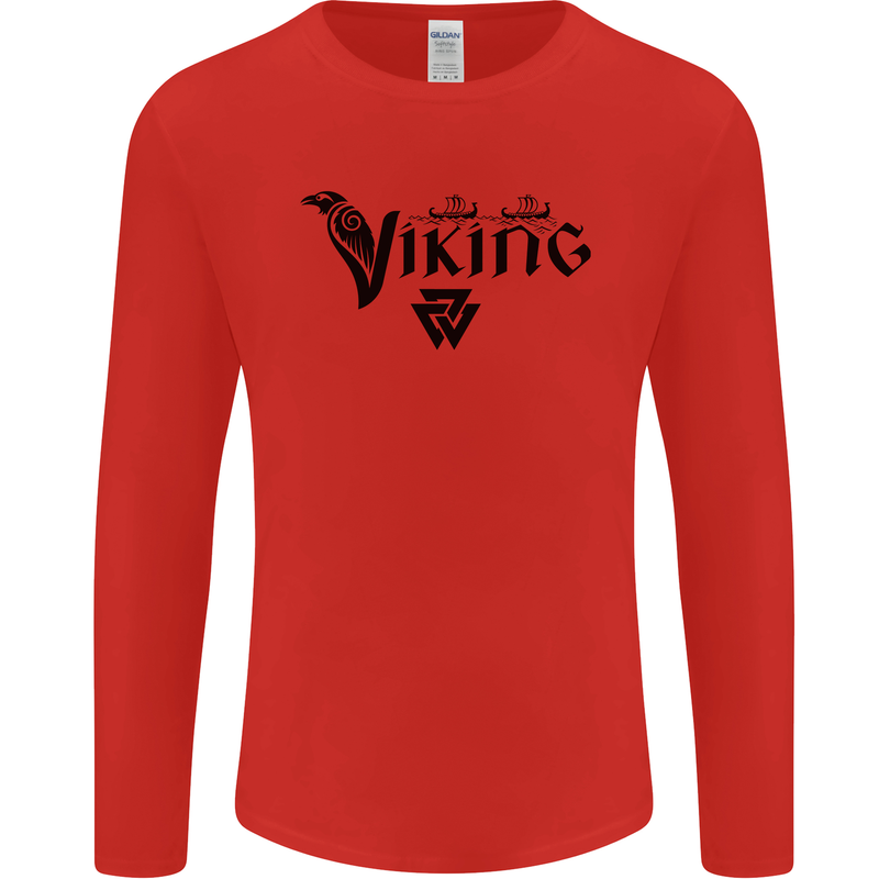 Viking Thor Odin Valhalla Norse Mythology Mens Long Sleeve T-Shirt Red