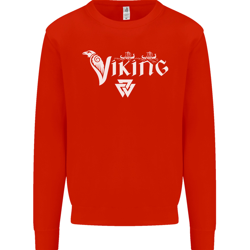 Viking Thor Odin Valhalla Norse Mythology Mens Sweatshirt Jumper Bright Red