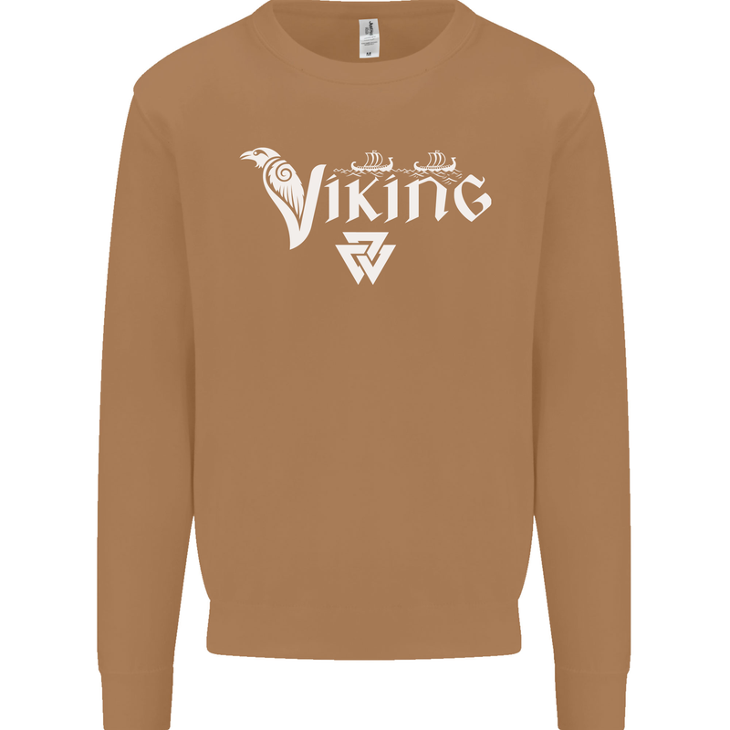 Viking Thor Odin Valhalla Norse Mythology Mens Sweatshirt Jumper Caramel Latte