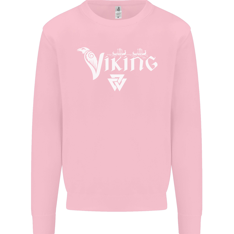 Viking Thor Odin Valhalla Norse Mythology Mens Sweatshirt Jumper Light Pink