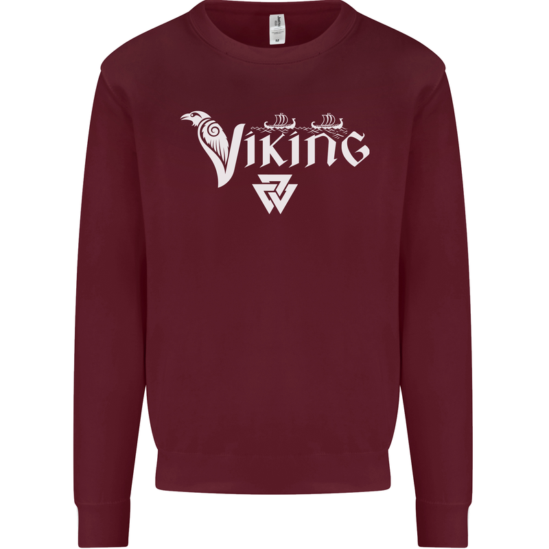 Viking Thor Odin Valhalla Norse Mythology Mens Sweatshirt Jumper Maroon