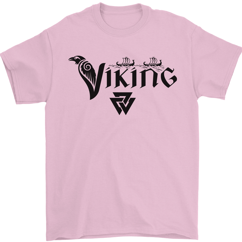 Viking Thor Odin Valhalla Norse Mythology Mens T-Shirt Cotton Gildan Light Pink