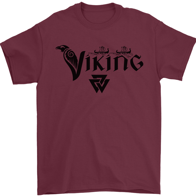 Viking Thor Odin Valhalla Norse Mythology Mens T-Shirt Cotton Gildan Maroon