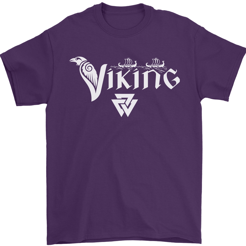Viking Thor Odin Valhalla Norse Mythology Mens T-Shirt Cotton Gildan Purple