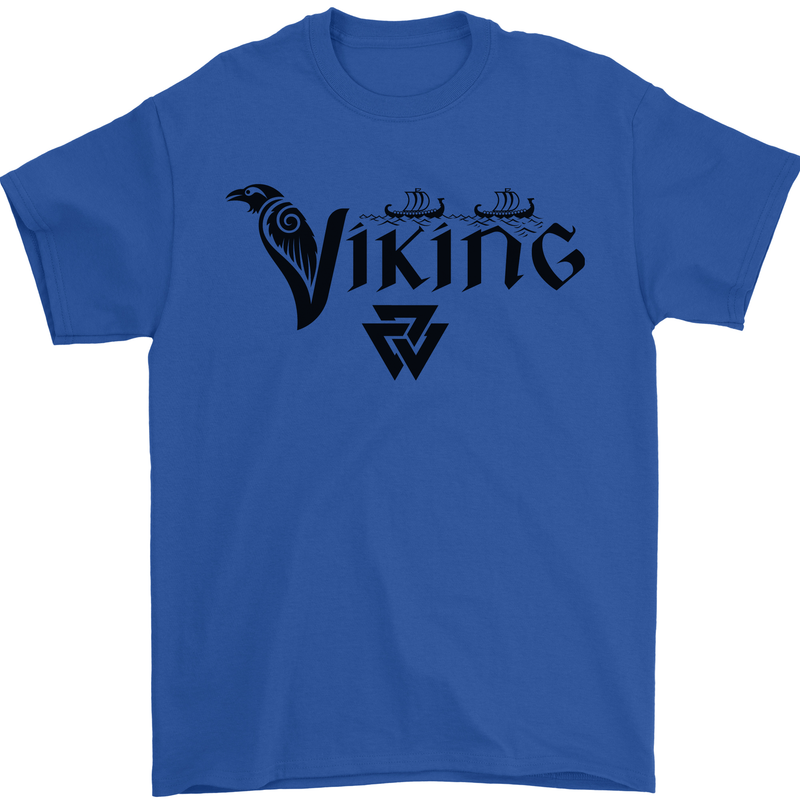 Viking Thor Odin Valhalla Norse Mythology Mens T-Shirt Cotton Gildan Royal Blue