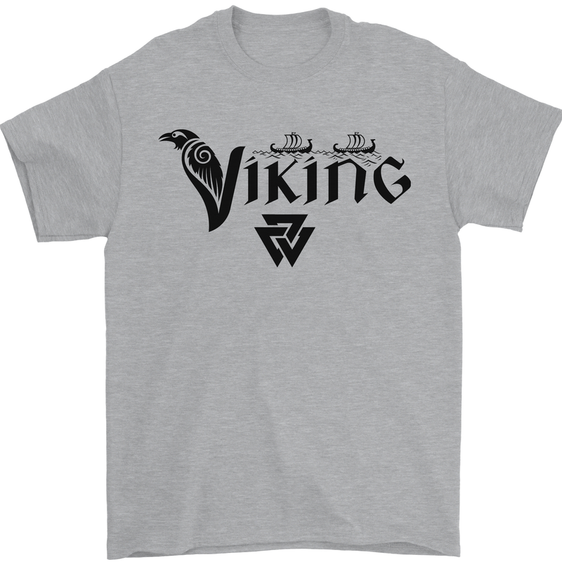 Viking Thor Odin Valhalla Norse Mythology Mens T-Shirt Cotton Gildan Sports Grey