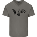 Viking Thor Odin Valhalla Norse Mythology Mens V-Neck Cotton T-Shirt Charcoal