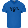 Viking Thor Odin Valhalla Norse Mythology Mens V-Neck Cotton T-Shirt Royal Blue