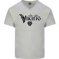 Viking Thor Odin Valhalla Norse Mythology Mens V-Neck Cotton T-Shirt Sports Grey