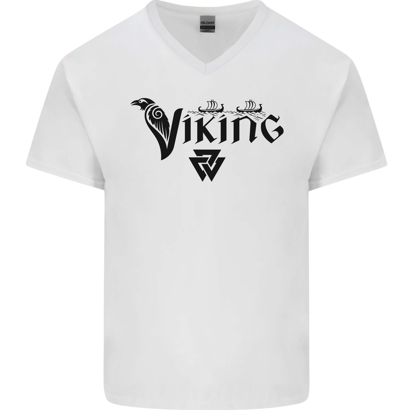 Viking Thor Odin Valhalla Norse Mythology Mens V-Neck Cotton T-Shirt White