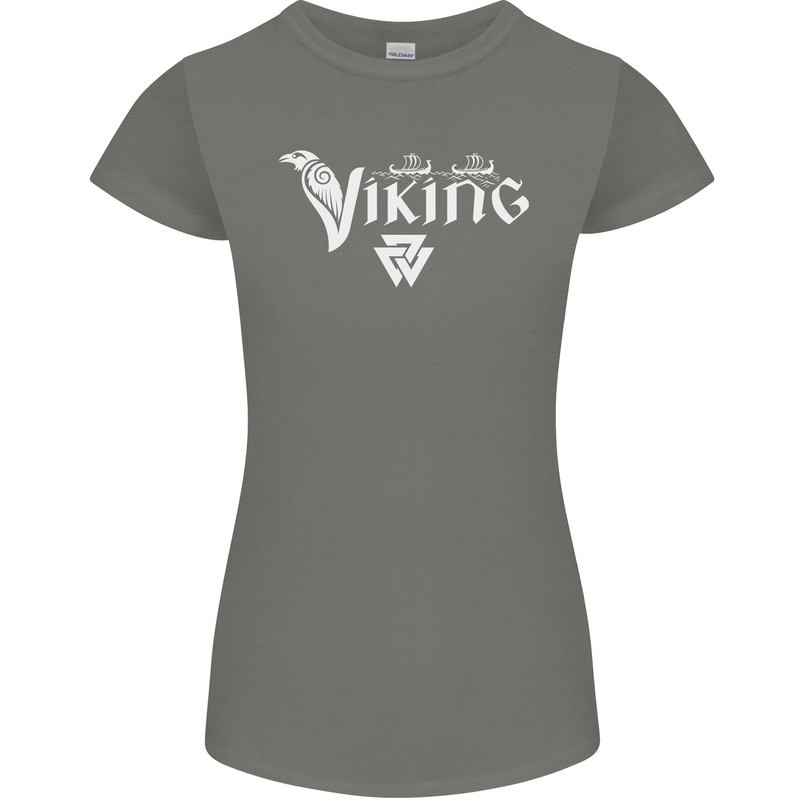 Viking Thor Odin Valhalla Norse Mythology Womens Petite Cut T-Shirt Charcoal