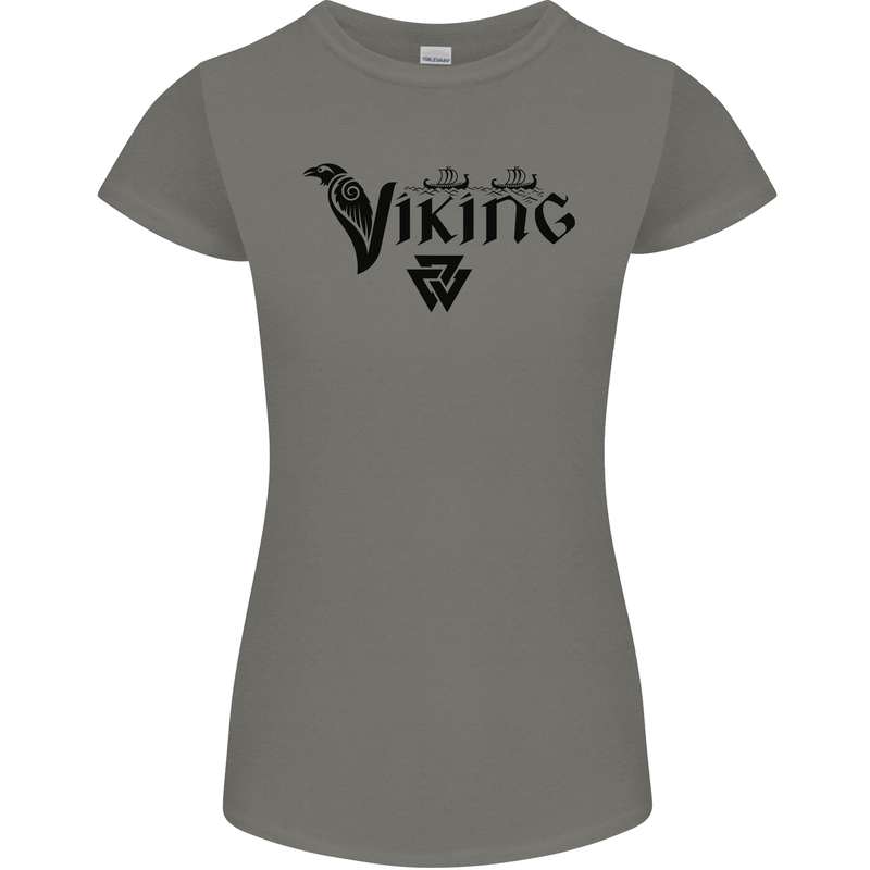Viking Thor Odin Valhalla Norse Mythology Womens Petite Cut T-Shirt Charcoal