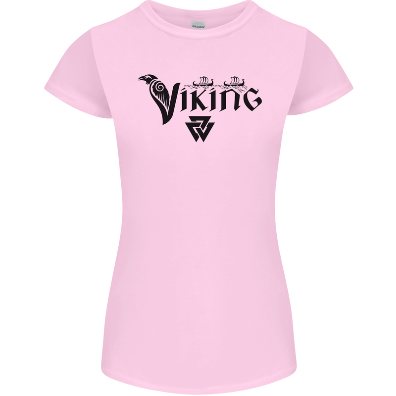 Viking Thor Odin Valhalla Norse Mythology Womens Petite Cut T-Shirt Light Pink