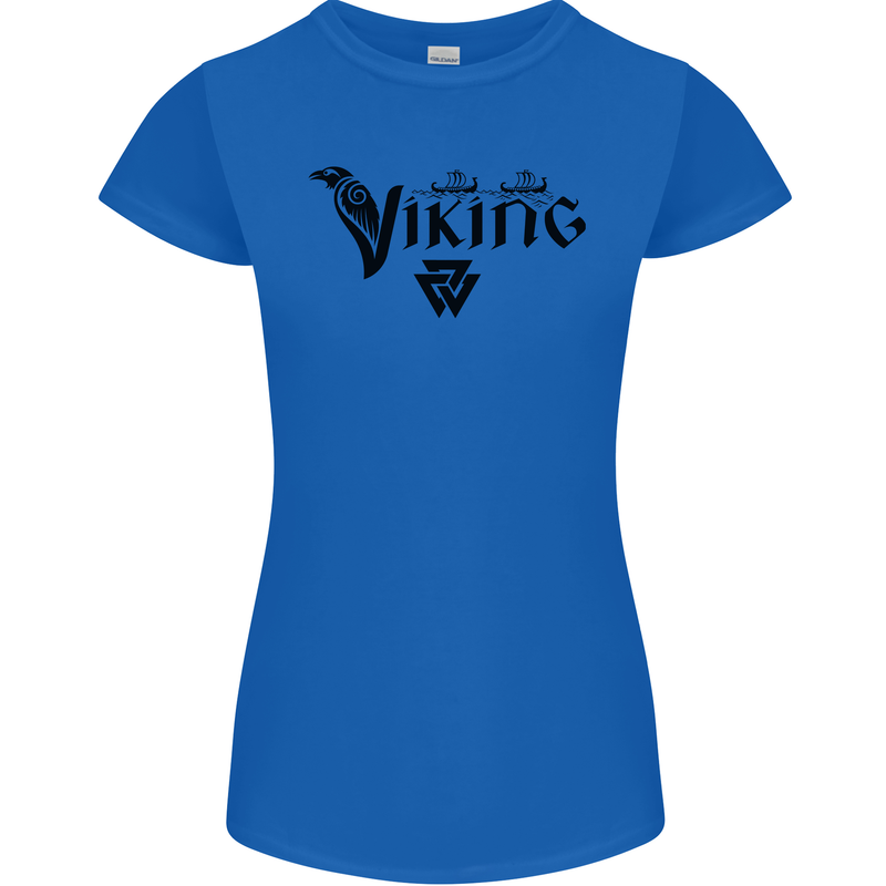 Viking Thor Odin Valhalla Norse Mythology Womens Petite Cut T-Shirt Royal Blue