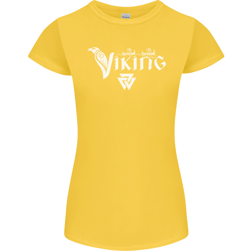 Viking Thor Odin Valhalla Norse Mythology Womens Petite Cut T-Shirt Yellow