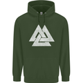 Viking Valknut Symbol  Norse Mythology Thor Childrens Kids Hoodie Forest Green