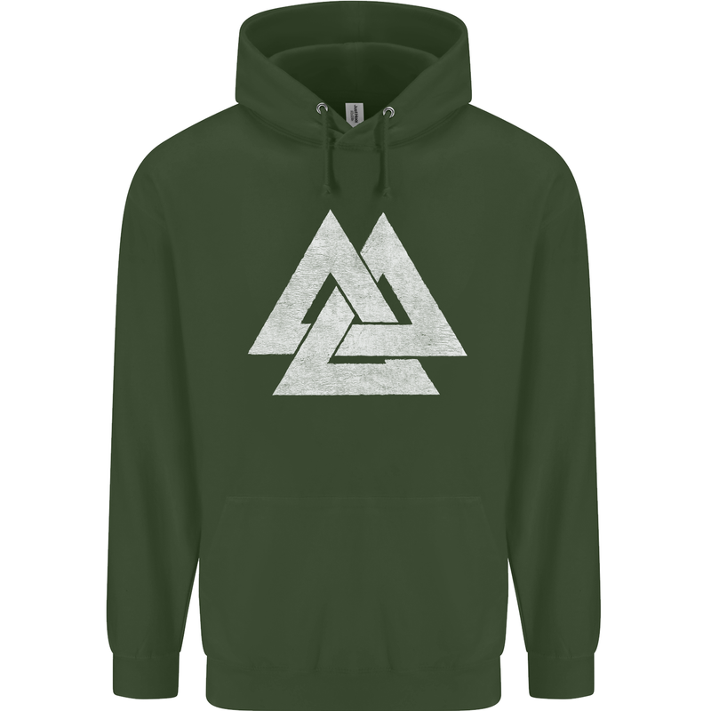 Viking Valknut Symbol  Norse Mythology Thor Childrens Kids Hoodie Forest Green