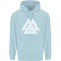 Viking Valknut Symbol  Norse Mythology Thor Childrens Kids Hoodie Light Blue