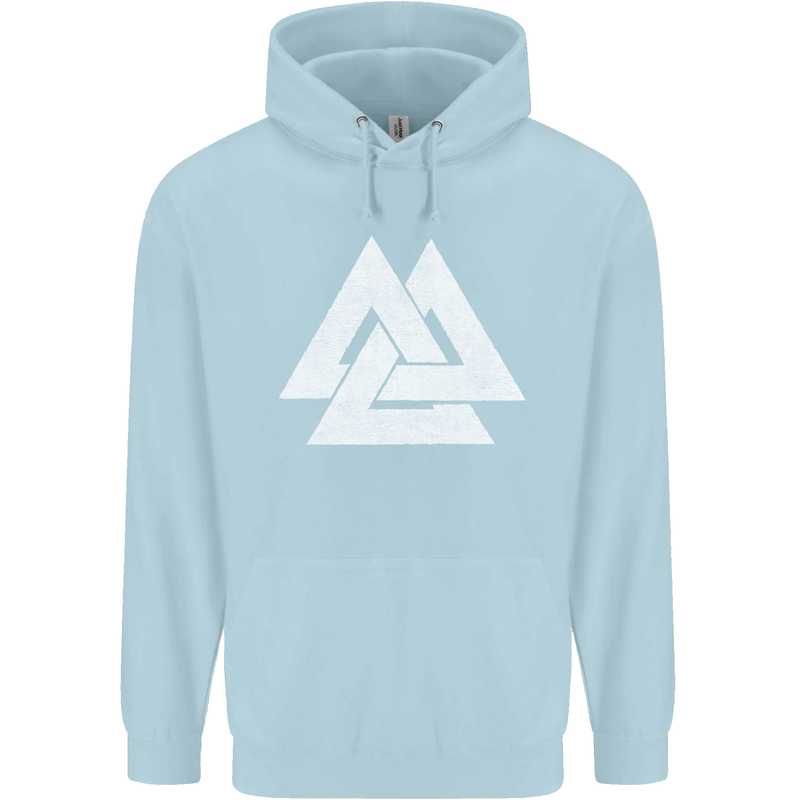 Viking Valknut Symbol  Norse Mythology Thor Childrens Kids Hoodie Light Blue