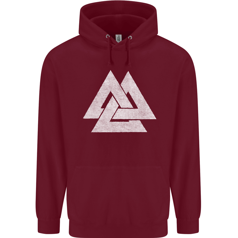 Viking Valknut Symbol  Norse Mythology Thor Childrens Kids Hoodie Maroon