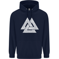 Viking Valknut Symbol  Norse Mythology Thor Childrens Kids Hoodie Navy Blue