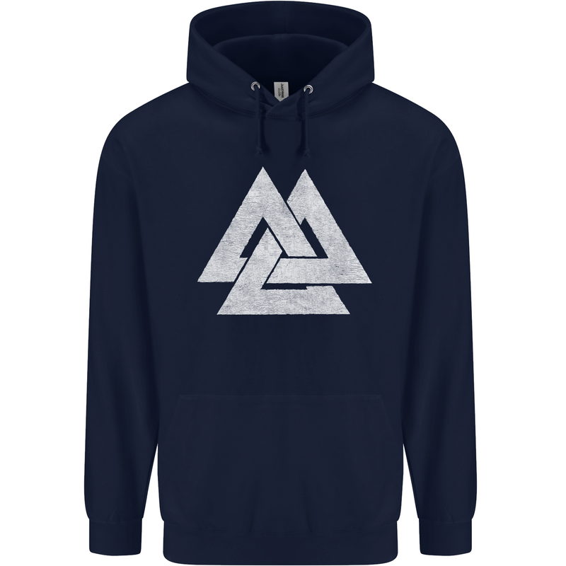 Viking Valknut Symbol  Norse Mythology Thor Childrens Kids Hoodie Navy Blue