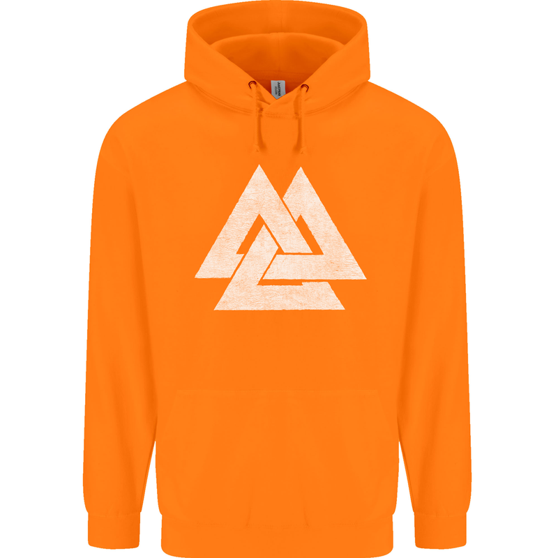 Viking Valknut Symbol  Norse Mythology Thor Childrens Kids Hoodie Orange