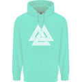 Viking Valknut Symbol  Norse Mythology Thor Childrens Kids Hoodie Peppermint