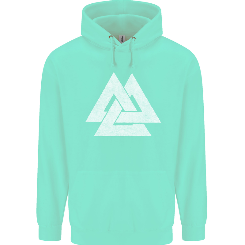 Viking Valknut Symbol  Norse Mythology Thor Childrens Kids Hoodie Peppermint