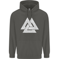 Viking Valknut Symbol  Norse Mythology Thor Childrens Kids Hoodie Storm Grey